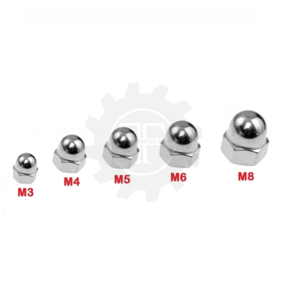Crome polished Dome Nut Pack of 10pc